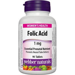 Kyselina listová 1 mg Webber Naturals Kyselina listová 1 mg Webber Naturals