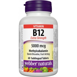 Vitamín B12 5000 mcg Metylkobalamin BONUS Webber Naturals Vitamín B12 5000 mcg Metylkobalamin BONUS Webber Naturals