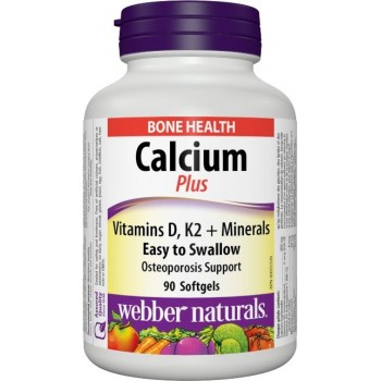 Vápnik (Calcium) Plus Vitamín D3, K2 + Minerály Webber Naturals