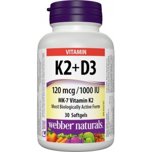 Vitamín K2 120 mcg + D3 1000 IU Webber Naturals Vitamín K2 120 mcg + D3 1000 IU Webber Naturals