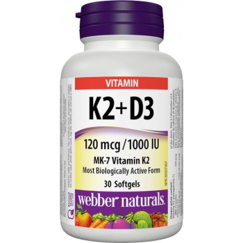 Vitamín K2 120 mcg + D3 1000 IU Webber Naturals Vitamín K2 120 mcg + D3 1000 IU Webber Naturals