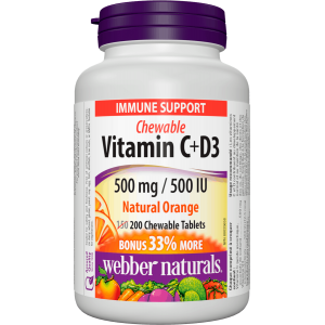 Vitamín C 500 mg a D3, cmúľajúci Webber Naturals Vitamín C 500 mg a D3, cmúľajúci Webber Naturals