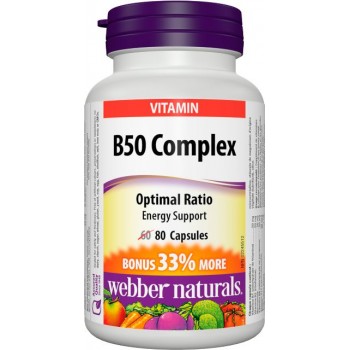B-Komplex 50 mg BONUS Webber Naturals B-Komplex 50 mg BONUS Webber Naturals