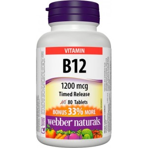 Vitamín B12 1200 mcg postupné uvoľňovanie BONUS Webber Naturals Vitamín B12 1200 mcg postupné uvoľňovanie BONUS Webber Naturals
