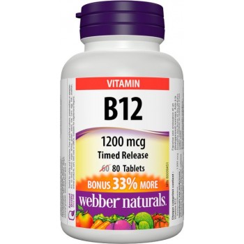 Vitamín B12 1200 mcg postupné uvoľňovanie BONUS Webber Naturals Vitamín B12 1200 mcg postupné uvoľňovanie BONUS Webber Naturals