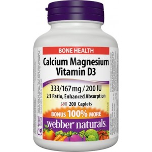 Vápnik, Horčík a Vitamín D3 BONUS Webber Naturals Vápnik, Horčík a Vitamín D3 BONUS Webber Naturals